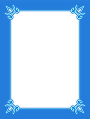 Vector border frame. Blue background or book page. Simple rectangular billboard, poster, card, plaque, signboard, sticker, or label 
