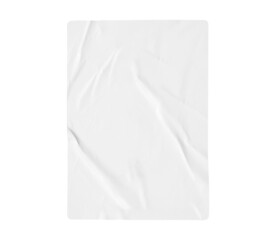 Blank white crumpled and creased poster texture isolated on white background