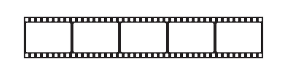Film strip vector design on white background. Black film reel symbol to use in photography, television, cinema, photo frame.