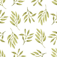 Watercolor leaf seamless pattern