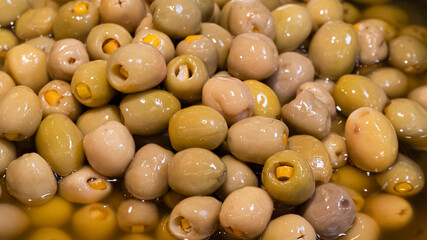 green olive background, close up