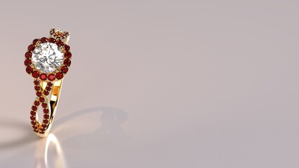 round halo engagement criss cross ring in rose gold with side diamonds