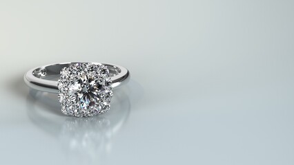 white gold engagement ring with big diamond stone