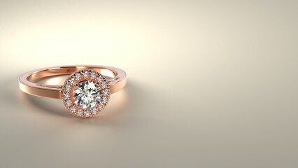 round halo engagement ring in rose gold