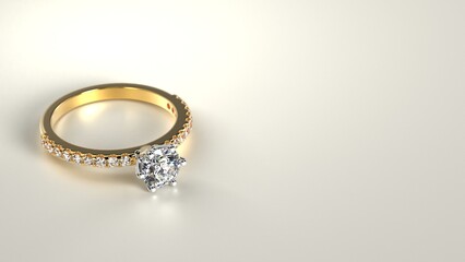 diamond ring with golden metal