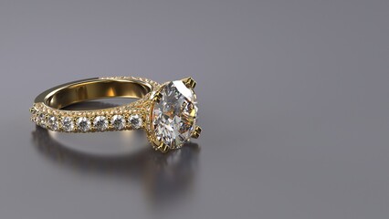 solitaire engagement ring in yellow gold with stones on shank