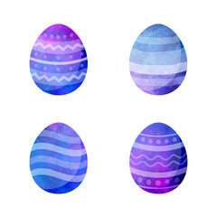 Easter eggs purple and blue icons. Happy Easter holiday. Vector Illustration