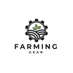 Gear illustration farm design logo, used for agricultural companies, design template