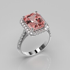 rose quartz gem halo engagement ring