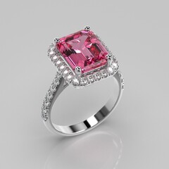pink tourmaline gem halo engagement ring