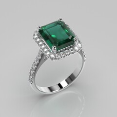 emerald gem halo engagement ring