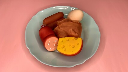 Artificial food, rubber dish mock-up for advertising dishes in a restaurant, a toy for children in the form of food