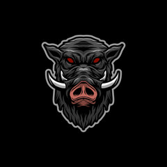 Wild boar head mascot logo template