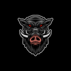 Wild boar head mascot logo template