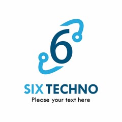 Number 6 techno logo template illustration. 