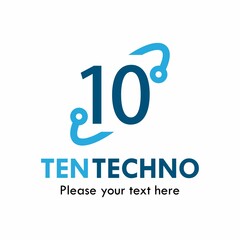 Number 10 techno logo template illustration. 