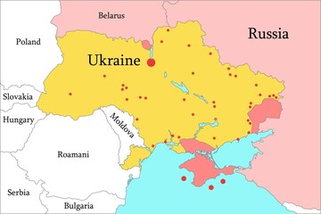 Fototapeta premium Map of the war in Ukraine and the Middle East.
