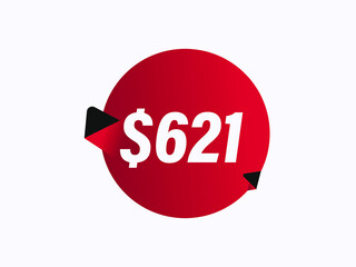 $621 USD sticker vector illustration