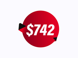 $742 USD sticker vector illustration