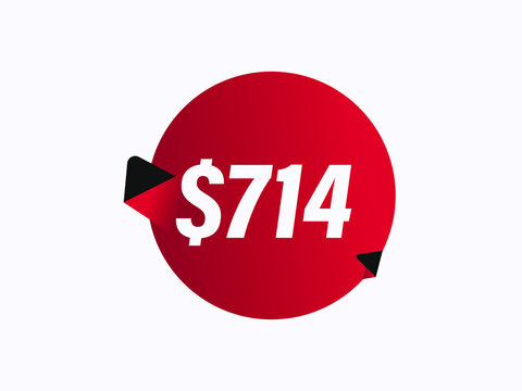 $714 USD sticker vector illustration