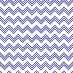 Color of year 2022 very peri seamless zig zag pattern, vector illustration. Chevron zigzag pattern with violet lines on white background. Abstract background for scrapbook, print and web