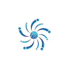 spiral logo globe star illustration vector design
