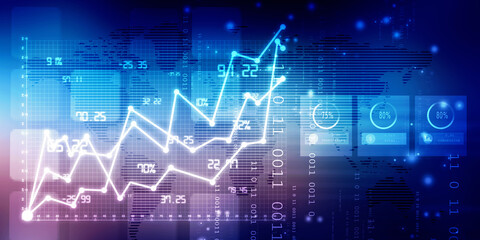 2d rendering Stock market online business concept. business Graph 
