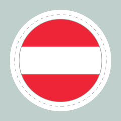 Sticker ball with flag of Austria. Round sphere, template icon. Austrian national symbol. Glossy realistic ball, 3D abstract vector illustration. Big bubble