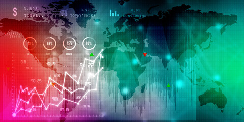 2d rendering Stock market online business concept. business Graph 
