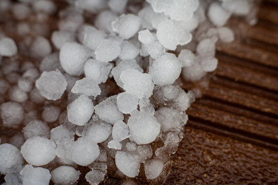 Hail storm on a terrace