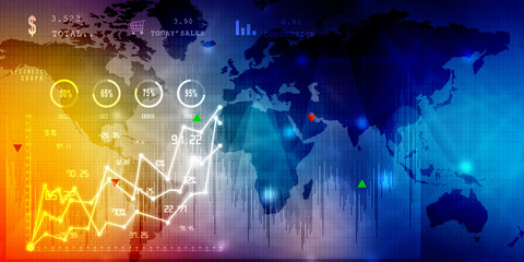2d rendering Stock market online business concept. business Graph 
