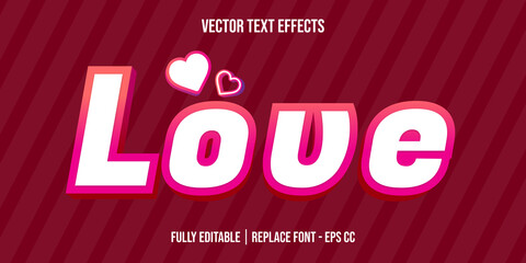 Love vector text effects with colorful shapes