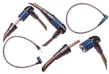 Bicycle lock with a combination lock with erased numbers.