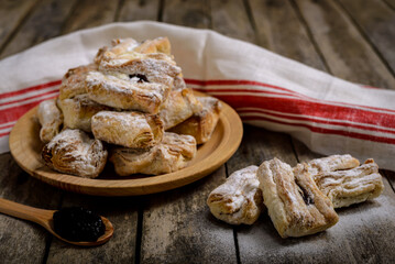 Salcici fatty homemade cookies on old wooden table