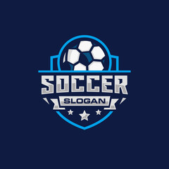 Soccer team emblem logo design vector illustration