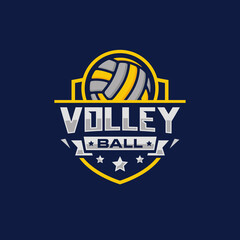 Volleyball team emblem logo design vector illustration