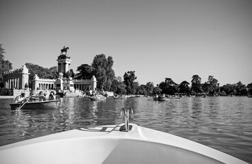 Boating in an urban park lake