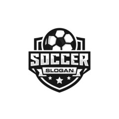 Soccer team emblem logo design vector illustration