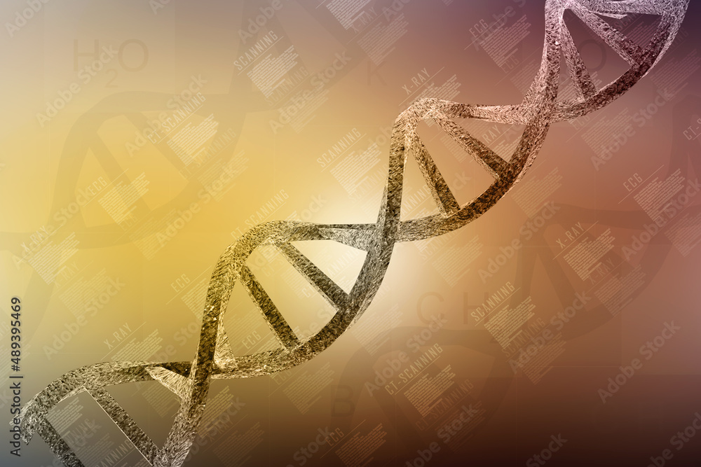 Poster 3d render of dna structure, abstract background