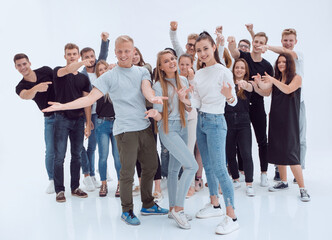 Obraz premium in full growth. a group of happy diverse young people