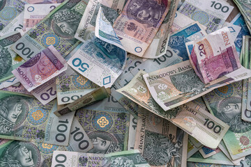 Fototapeta na wymiar Polish zloty bills. Currency PLN, paper money.