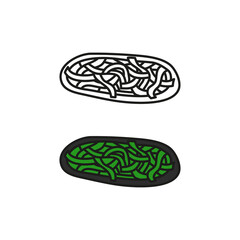 Doodle colored and outline gunkan with chukka.