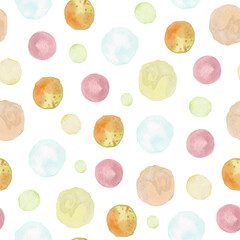 Seamless pattern, watercolor hand painted circles, texture, design.