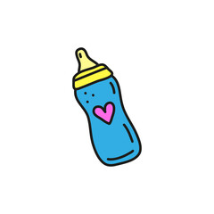 Doodle colored baby feeding bottle.