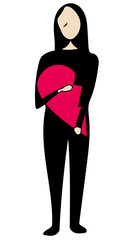 woman holding a piece of a broken heart