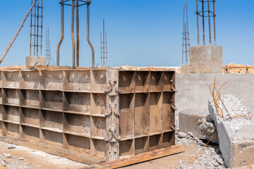 Frame of pile cap for pour concrete foundation building