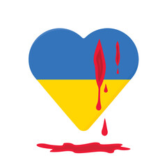 Ukrainian heart with bloody wound- vector illustration