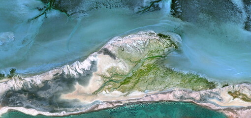 petrified seascapes, abstract photography of the deserts of Africa from the air. aerial view of...