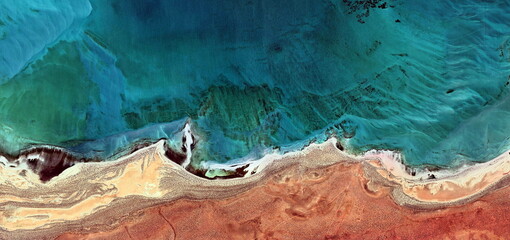 petrified seascapes, abstract photography of the deserts of Africa from the air. aerial view of...
