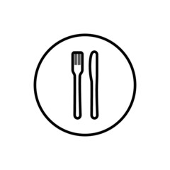 Fork and knife icons. Simple round cutlery icons for web and print isolated on white background.